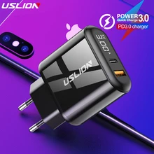 USLION Быстрая зарядка 3,0 USB быстрое зарядное устройство PD 3,0 Supercharge Быстрая зарядка для телефона зарядное устройство для Xiaomi Mi 9 8 для iPhone X XR XS Max