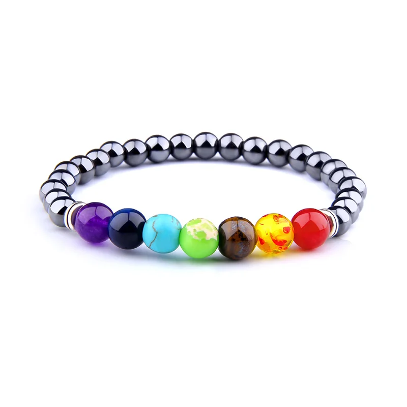 Lucky Rainbow 7 Чакра браслет для женщин Femme натуральный камень лечебный цвета радуги