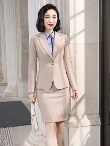 Apricot coat skirt Профессиональный юбочный костюм для женщин деловой формальный Гари Темперамент Мода осень зима блейзер и юбка офисная Дамская Рабочая одежда - Цвет: Apricot coat skirt