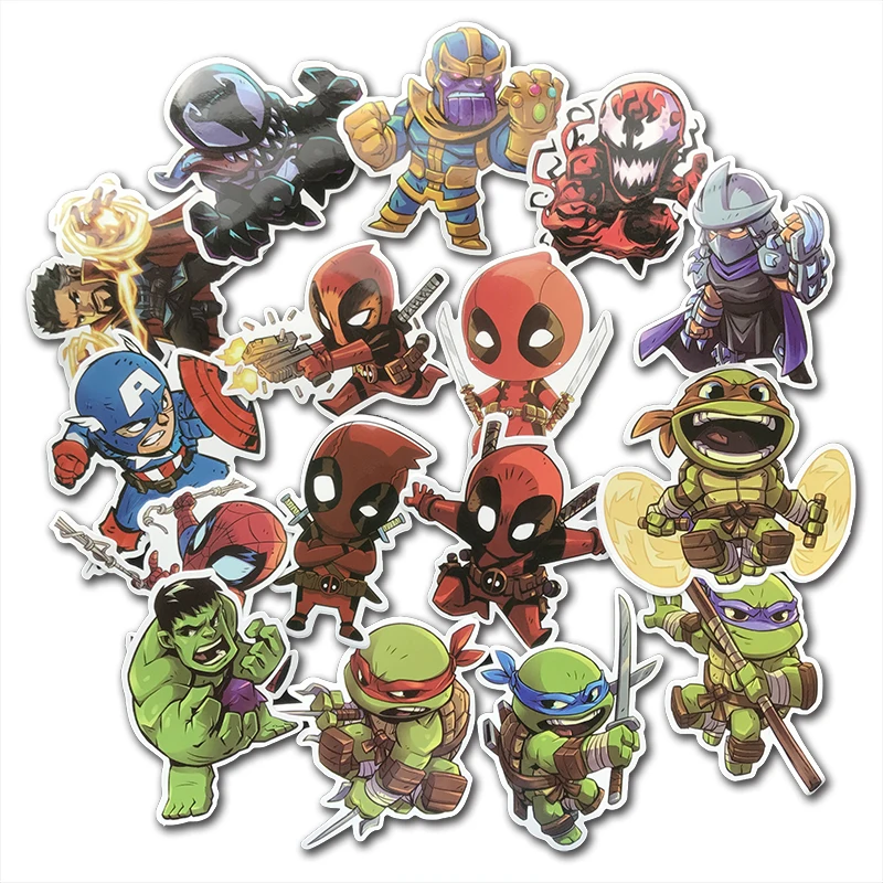 50 шт./партия мультфильм милый Marvel супер наклейки герои для детей игрушка самодельный скейтборд багаж ноутбук наклейки-граффити наклейка с бомбой пакет