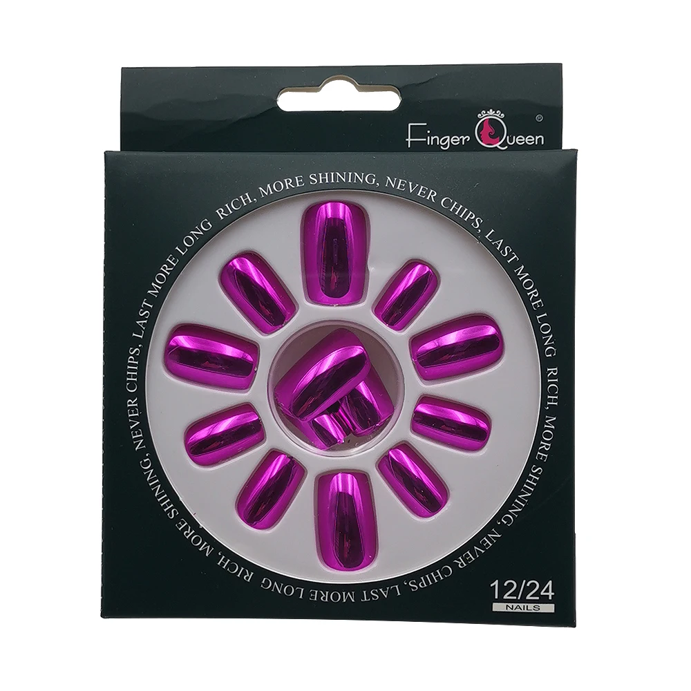 

24pcs/box Fake Nails 5 Colors Options Nail Tip For Decorative Nails Uv Plating Artificial Nails