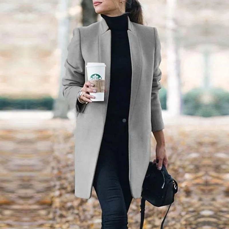 Женское Смешанное Пальто 5XL осень зима отложной воротник Длинная шерстяная куртка пальто свободного покроя размера плюс женский кардиган верхняя одежда ветровка