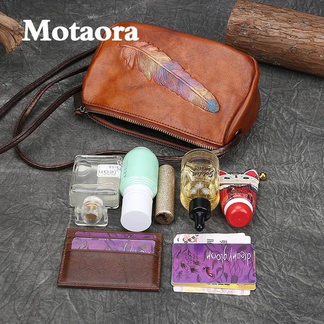 MOTAORA Retro Women's Handbag 2022 New Leather Ladies Shoulder Bags Vintage Solid Color Female Messenger Bag Woman's Phone Bags 4