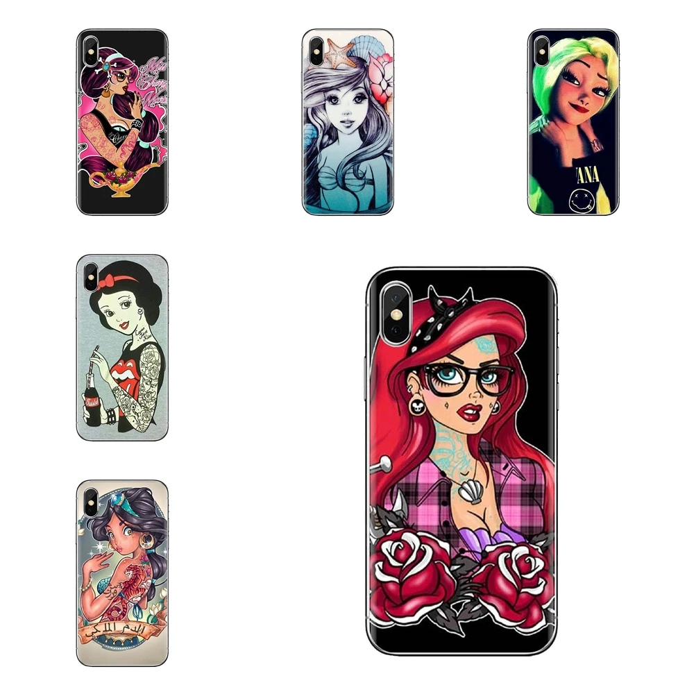 Татуированная принцесса Алиса Ариэль Жасмин чехол для samsung Galaxy S2 S3 S4 S5 мини S6 S7