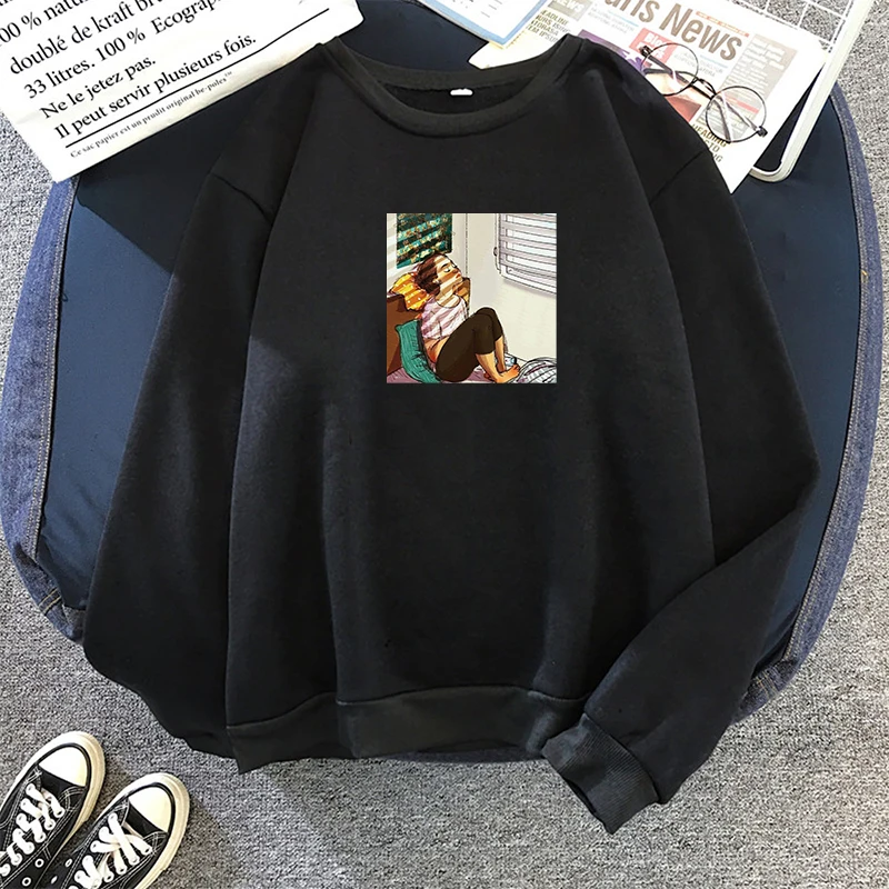 Black Забавный графический принт Harajuku уличная зимняя мужская толстовка с длинными рукавами плюс бархатные свитшоты женские осенние пуловеры пальто Топы - Цвет: Black