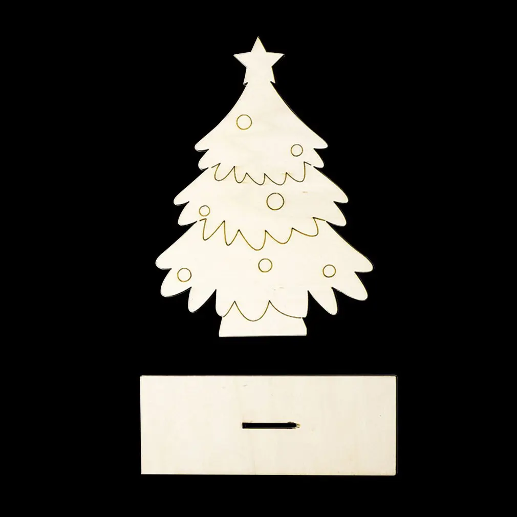 Christmas Decorations Children's Drawings White Embryo Boards Wooden Pieces Santa's Desktop Ornaments - Цвет: Цвет: желтый