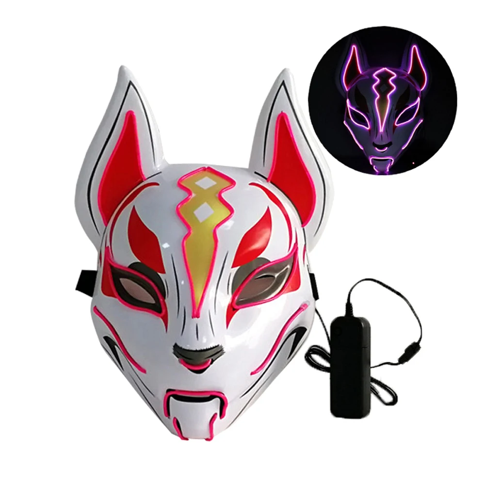 Светодиодная маска на Хэллоуин вечеринку маскарадные маски неоновые маскарадные маски светится в темноте тушь для ресниц ужас маскарадные маски - Испускаемый цвет: rose red