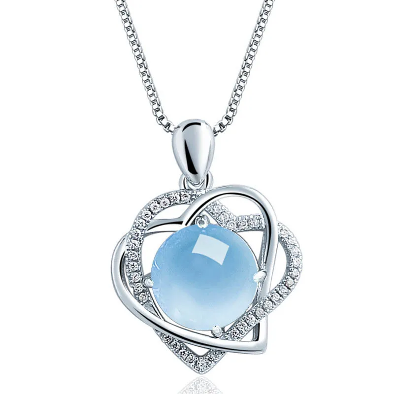 Bague Ringen Heart Shaped Pendant Necklace 6-color Choices Female Fashion Jewelry Created Amethyst Topaz Gemstone Party gift