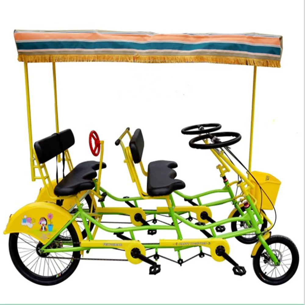 Family Sightseeing Tandem Bicycle Quadricycle Person With Kids Special