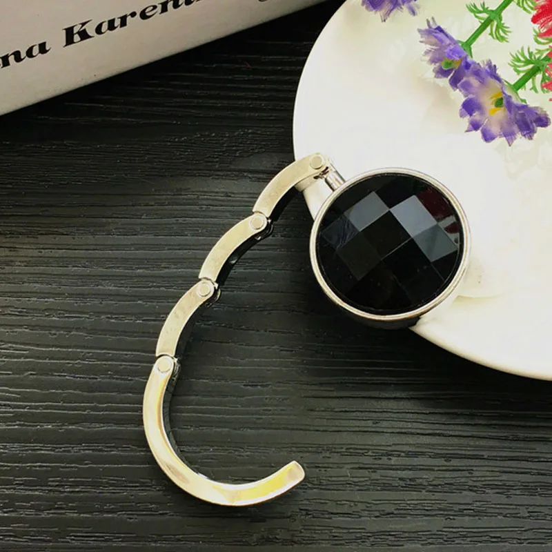 practical Portable Folding Table Desk Hanging Clip Crystal Alloy Purse Handbag Bag Hanger Hook Holder