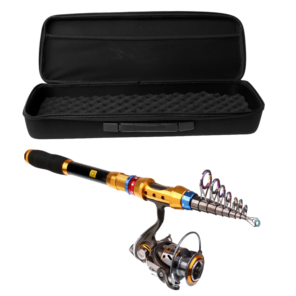 

Telescopic Fishing Rod and Fishing Reel Combo Kits Travel Portable Fishing Sets with Waterproof Fishing Rod Pole Case Bag