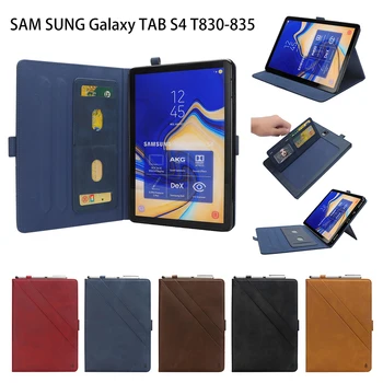 

leather Book Case For Samsung Galaxy Tab S4 10.5 inch SM T830 T850 Magnetic Flip Folding Card Slot Cover with pencil holder