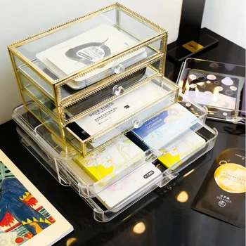 

Transparent Dust Mask Storage Box Desktop Cosmetics Skin Care Finishing Rack Storage Box Brush Finisher Makeup Storage Box