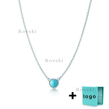 

XL TFX TTFF Rllen Original Popular Brand Blue Gem Necklace Is Suitable for Women's Party Jewelry Wholesale Free Delivery.
