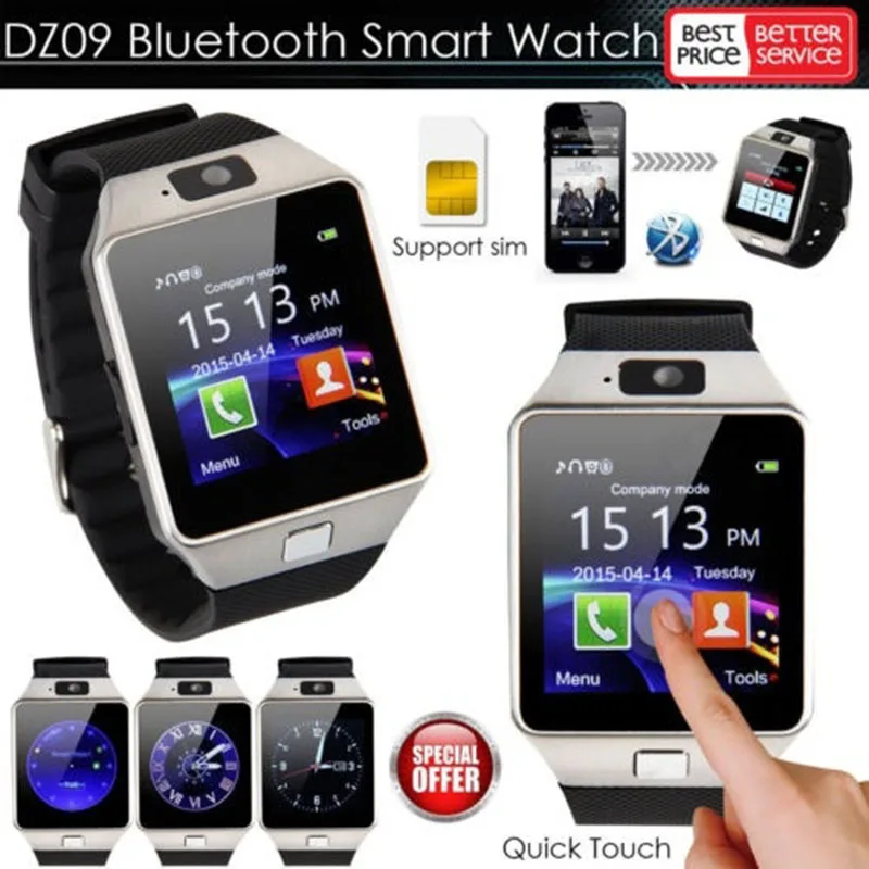 Смарт-часы DZ09, умные часы с шагомером, с слотом для sim-карты, с поддержкой Bluetooth, для подключения телефона Android, мужские часы