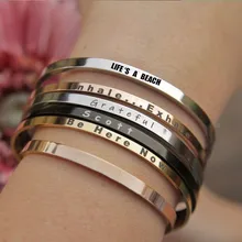 Индивидуальный Браслет-манжета из розового золота, вдохновляющий браслет, Открытый браслет из нержавеющей стали, штампованный женский браслет, Женские Ювелирные изделия