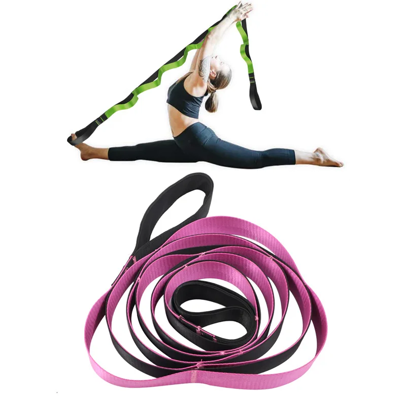 New Lengthened Yoga Stretching Belt 12 segment Nylon Yoga Belt Body