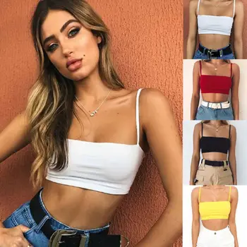 

Sexy Womens Sexy Spaghetti Strap Crop Top Tank Tops T-Shirts Camisole Clubwear Cropped Spaghetti Strap Women Camis