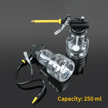 

New 250ml Transparent Oiler Lubrication Adjustable Oil Can Transparent High Pressure Pump Plastic Machine Oiler