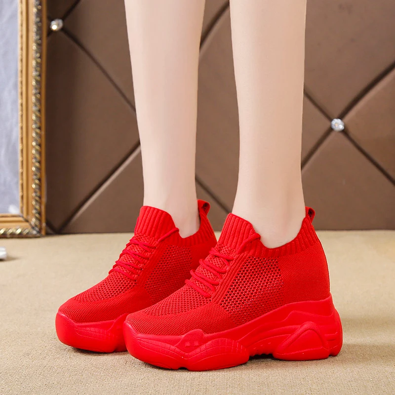 Hidden Heels Platform Sneakers Women Breathable Air Mesh Wedge Sock Shoes Woman 2022 Spring Casual Shoes Zapatos De Mujer