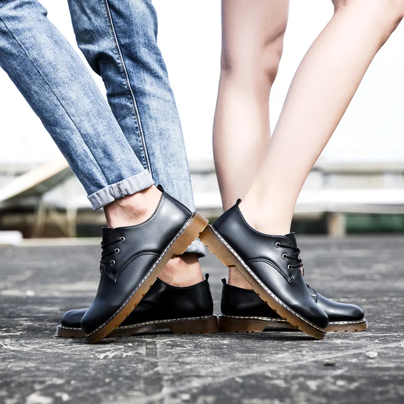 Большие размеры 35-46; мужские и женские черные кожаные оксфорды; унисекс; пара водонепроницаемых повседневных туфель для мужчин; удобные рабочие кроссовки