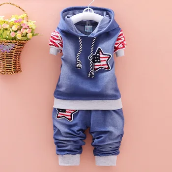 

baby boys clothes 2pcs set Fashion cowboy Long Sleeved T-shirt Tops + Pants Autumn Children Infant Clothing Kids boys Suits