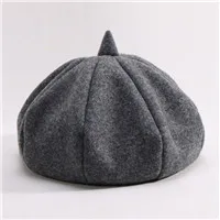 gray Распродажа, однотонные, для маленьких девочек, Boinas Boina Feminina, хипстер, Джокер, шерсть, фетровый берет, разноцветные, шапка для детей - Цвет: gray