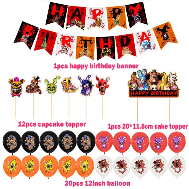 Fnaf Birthday Decoration, Party Decorations, Fnaf Balloons, Cake Topper