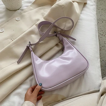 

Pure color baguette bag ladies shoulder bag PU leather casual trendy armpit bag Handbag Bag for Women wild women's shoulder bag