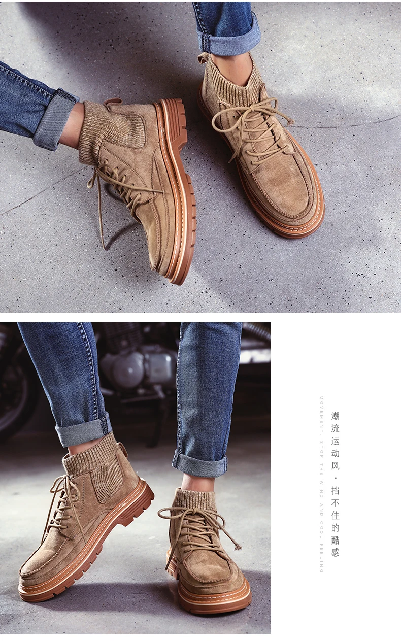 Autumn New Men Boots High Quality Flannel Men Winter Boots High-top Fashion Men Winter Shoes Work Boots