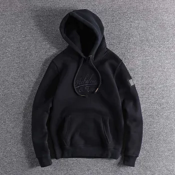 

2019 new arrival Winter Plush warm simple embroidery youth Hoodie men's Pullover high quality plus XL handsome boy cool coats