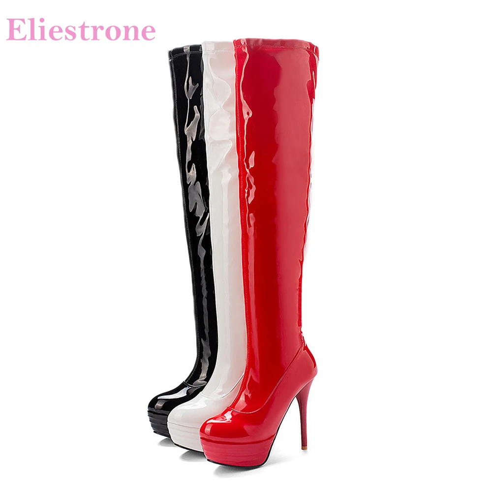 Winter New Sexy Red White Women Over the Knee Platform Dance Pole Boots High Heels Lady Shoes LS922 Plus Big Size 10 32 46