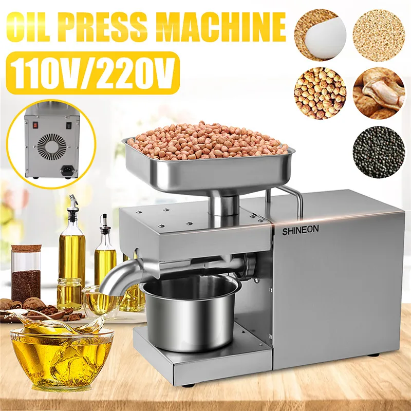

110V/220V Automatic Intelligent Stainless Steel Oil Press Machine Home Seed Peanut Oil Extractor EU/US Plug