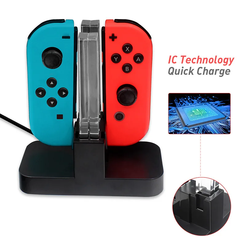 Зарядная док станция для контроллера Nintendo Switch Joy con светодиодная Зарядка геймпад