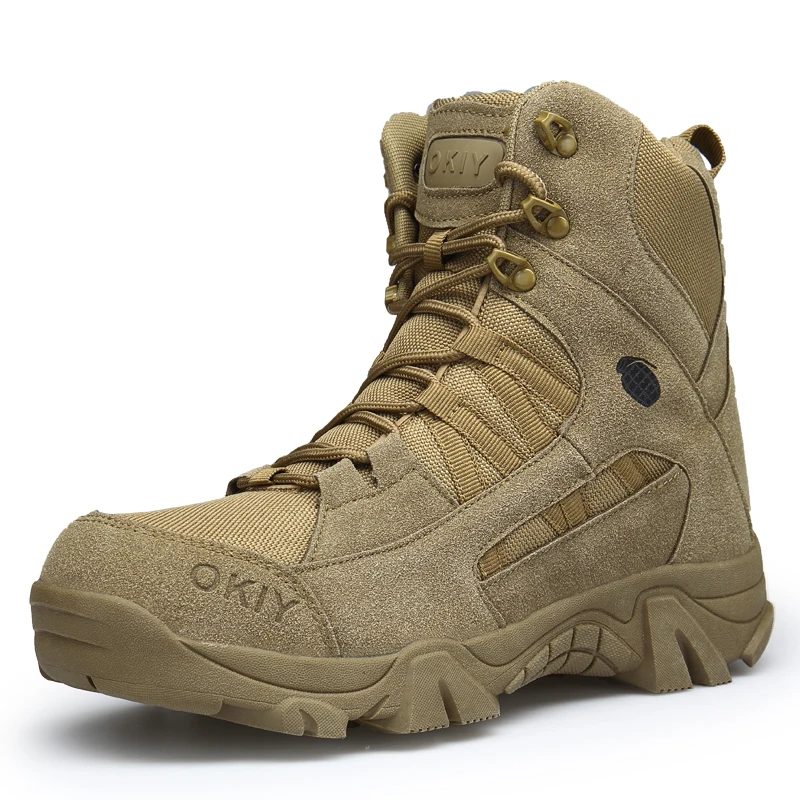 Зимние мужские армейские ботинки высокого качества; Тактический пустынный военный ботильоны; Рабочая обувь в армейском стиле США; кожаные зимние ботинки; PUTILER - Цвет: brown boots men