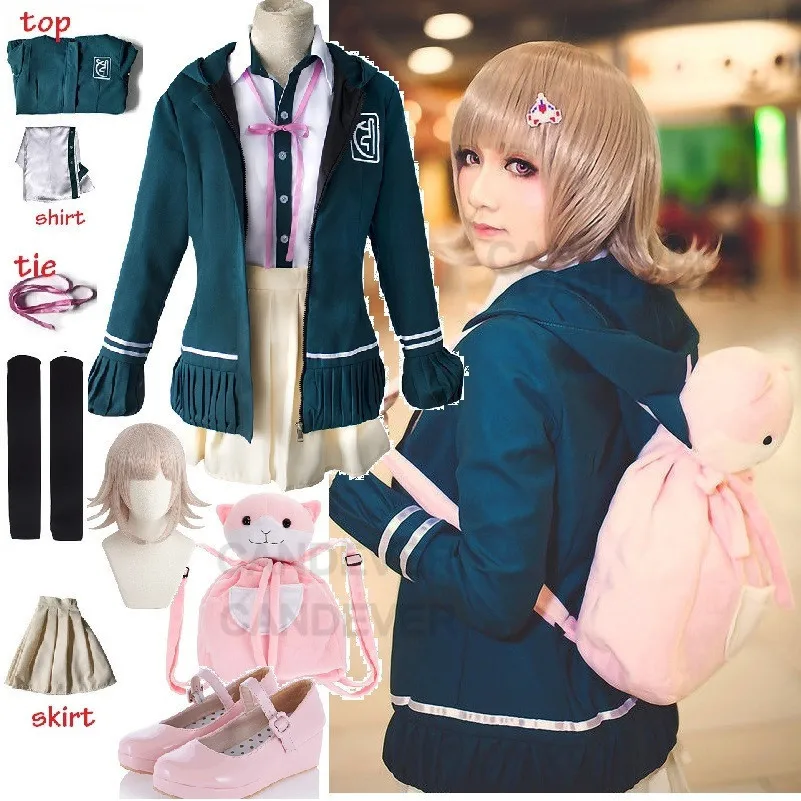 Косплей-костюм Chiaki Nanami Danganronpa 2 головной убор в виде рюкзака искусственный парик