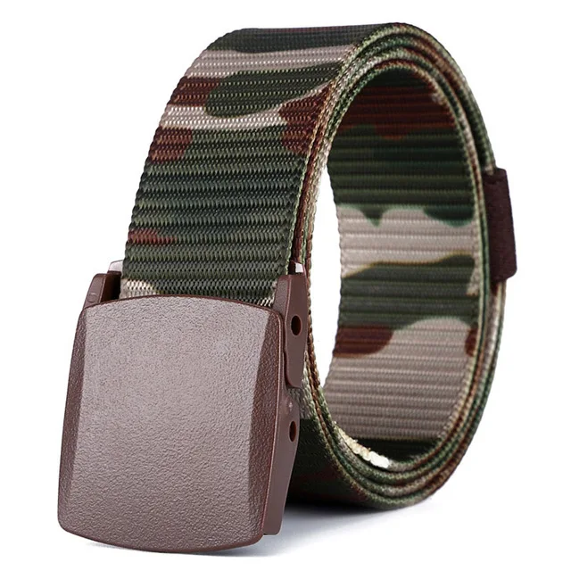 C Camouflage 3 Лучший YBT унисекс нейлоновый ремень пластиковый гладкий ремень с пряжкой гипоаллергенно-Камуфляжный принт повседневный спортивный мужской и женский ремень - Цвет: C Camouflage 3
