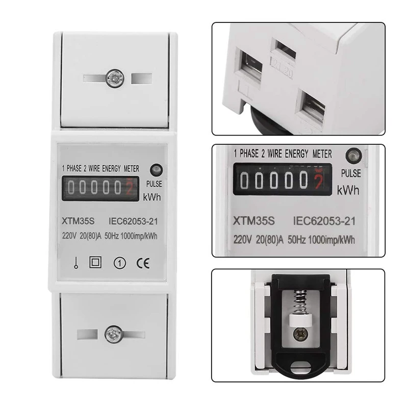 Горячая Распродажа электронный счетчик, кВтч, 220V Цифровой 1-фазный 2 провода видео-телефон двери Американская классификация проводов 2р din-рейка кВт-ч Электрический счетчик электронный счетчик, кВтч 20(80