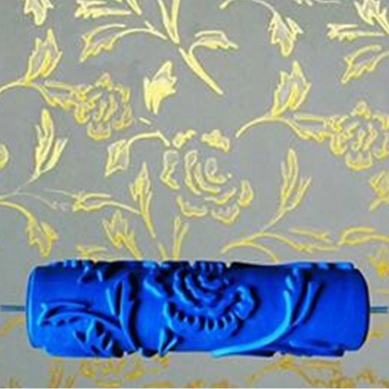 7Inch 3D Rubber Wall Decorative Painting Roller, Patterned Roller Wall Decoration Tools Without Handle Grip, Rose Roller