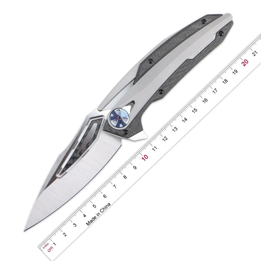 New ZT0999 Flipper folding knife M390 blade titanium alloy / CF handle hunting camping fruit knife EDC tool kitchen supplies