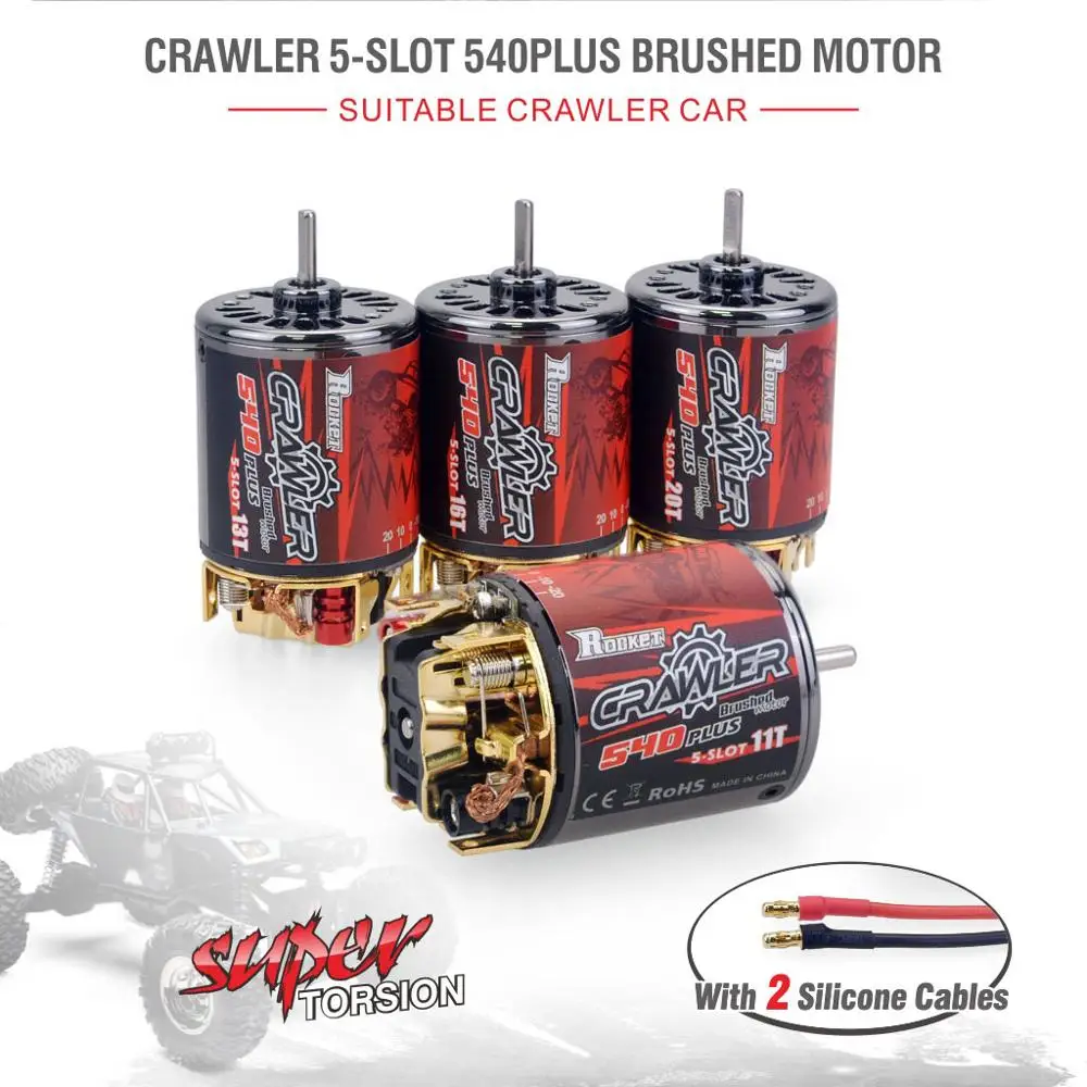 Щеточный двигатель Rocket 540Plus 13T 16T 20T 25T с 5 слотами 80A ESC для осевого WLTOYS 1/10 RC Clawler Car |