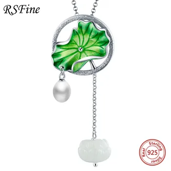 

925 sterling silver freshwater pearl necklace Hetian jade artificial women fashion Fine jewelry for mother wholesale new arrival