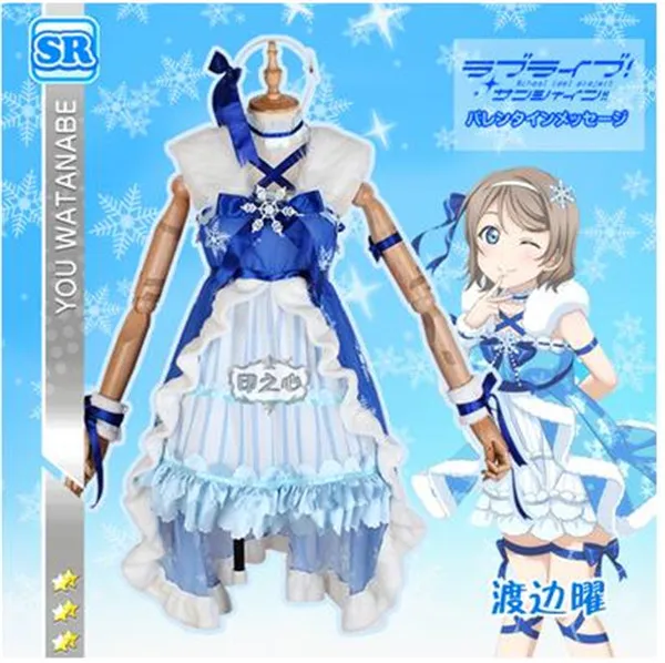Lovelive! sunshine Aqours Hanamaru Watanabe You Ruby Kanan Play Snow неглиже Хэллоуин Рождественский костюм для женщин