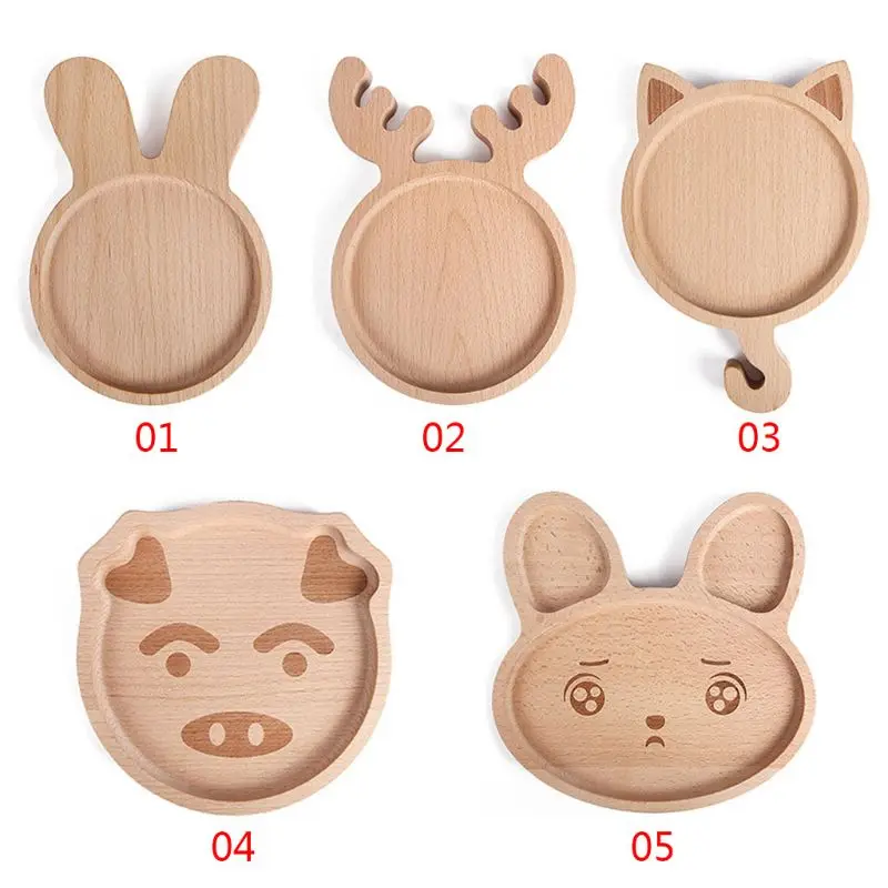 

Cartoon Wood Dessert Dinner Plate Pan Food Fruit Dish Kids Serving Tablewae Tool
