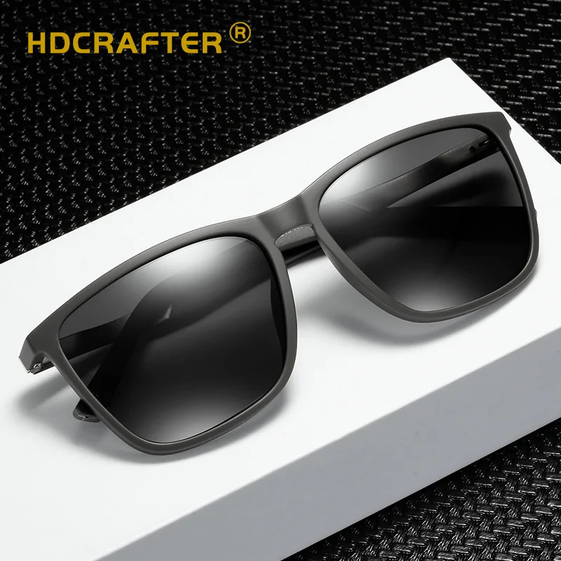 HDCRAFTER квадратные брендовые дизайнерские солнцезащитные очки TR90 из мягкого материала мужские поляризованные солнцезащитные очки унисекс для вождения UV400 Высокое качество