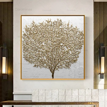

Wall Decoration Painting Posters and Prints Wall Art Canvas Painting Abstract Golden Tree Picture for Living Room Decor No Frame