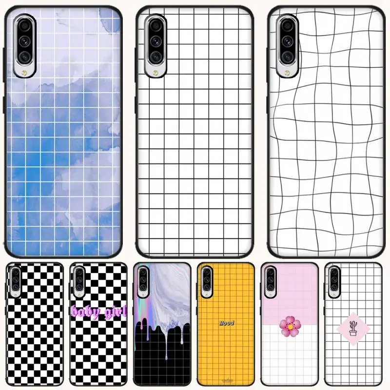 

Reayou Black white checkered stripe Bling Cute Phone Case For Samsung A10 20 30 40 50 70 10S 20S 2 Core C8 A30S A50S