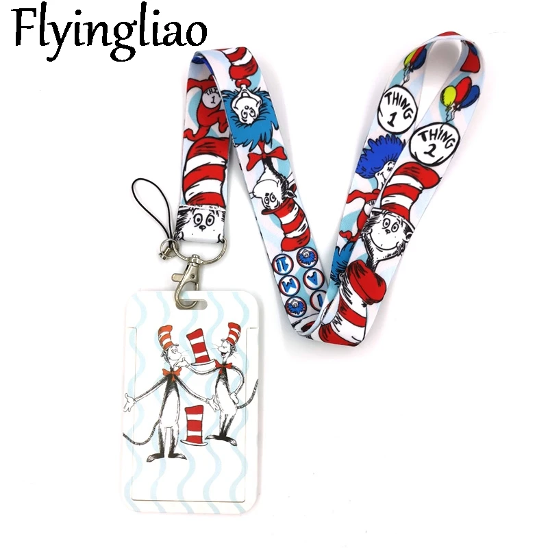 Christmas Cats Lanyard Credit Card ID Holder Bag Student Women Travel Card Cover Badge Car Keychain Decorations Gifts