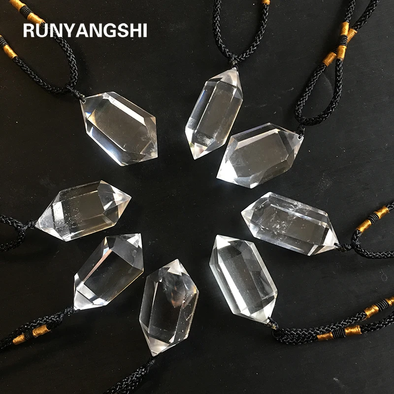 

Runyangshi 1pc Natural Crystal Pendants Necklaces for Women Hexagon Clear quartz Charms Necklace Xmas Gifts Jewelry