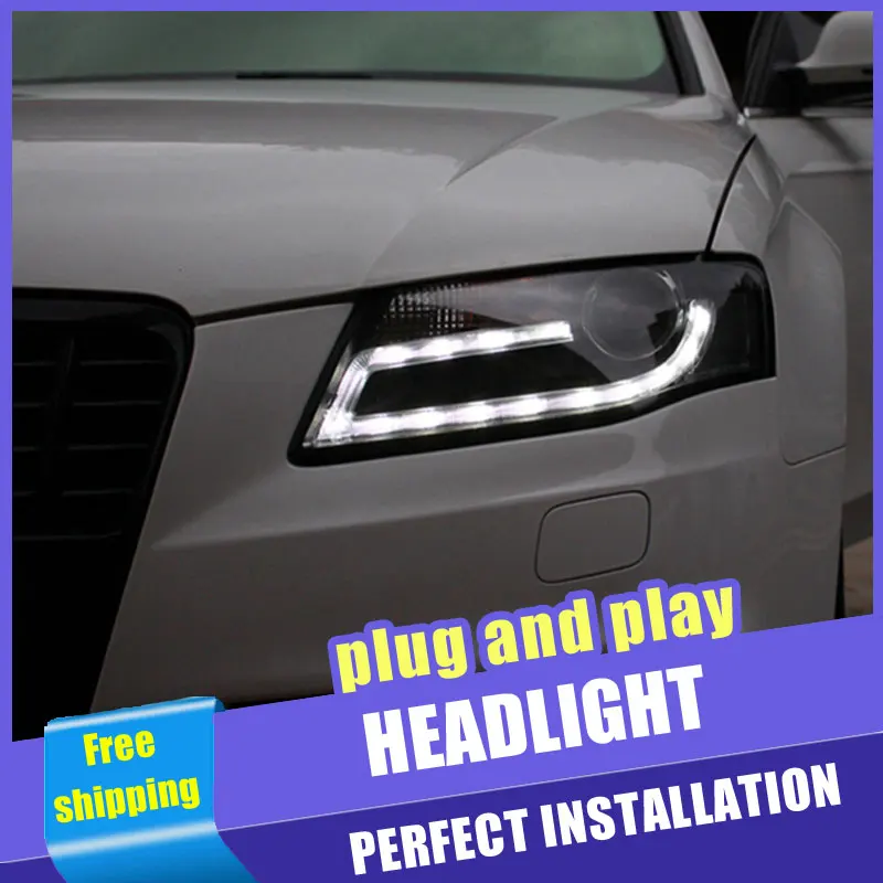 2PCS Car Style LED headlights for Audi A4 B8 2008-2012 for A4L B8 headlamp LED DRL Lens Double Beam H7 HID Xenon bi xenon lens